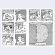 2 page excerpt of black and white panel comics - telling the story of a boy having Passover seder with his family.