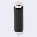 A Pantone Color Swatch 419 cylindrical bottle with a matte black body, a polished silver cap, and a white base printed with 'PANTONE 419'.