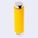 A Pantone Yellow 012 color swatch cylinder with a metallic silver cap and a white base labeled 'PANTONE Yellow 012', shown on a light gray background.