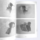 Open book displaying black and white illustrations of a people on a plane, viewed from behind or the side.
