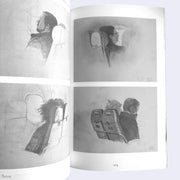 Open book displaying black and white illustrations of a people on a plane, viewed from behind or the side.