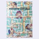 Cover of 'Parasitic City #0.3' with multiple illustrated characters on a light blue background.