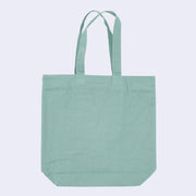 Back view of a teal tote bag, completely blank on the back.