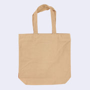 Back view of a tan tote bag, completely blank on the back.
