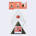 KING JIM Pickled Plum Message Card Set in its original packaging, featuring a rice-rolling-shaped card with a white patterned top half, dark green seaweed paper bottom half, and a red plum illustration.