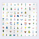 Bandana of colorful illustrations of vases and floral arrangements on a white background