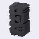 Black erasers shaped like a 3D Japanese kanji symbol for "spirit".