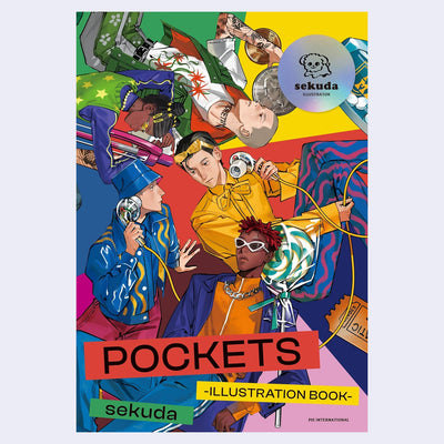 Colorful book cover of 'POCKETS' illustration book by sekuda with illustrations of boys dressed very fashionably.