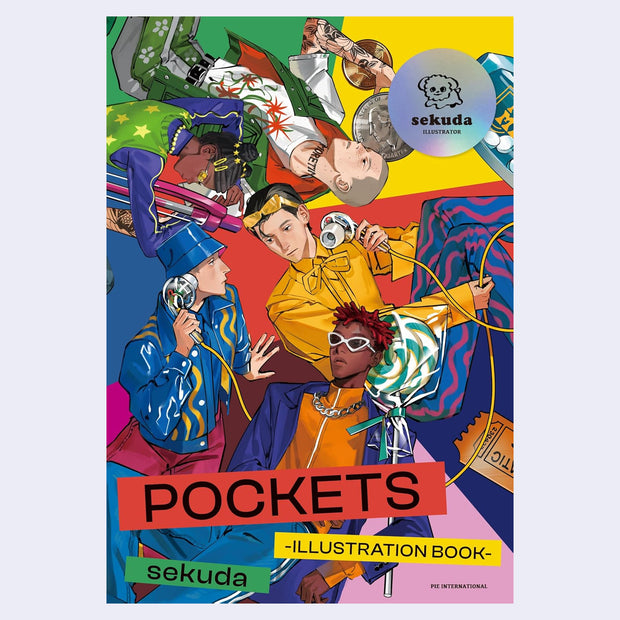Colorful book cover of 'POCKETS' illustration book by sekuda with illustrations of boys dressed very fashionably.