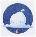 Illustration of a cute cloud character with a flower on a dark blue background