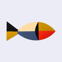 Die cut wooden sculpture of a simplistic fish shape. 