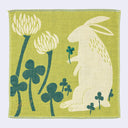 Rabbit w/ Clover Square Handkerchief (Green)