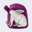 Rabbit and Plants Gusset Zip Pouch/Bag (Purple)