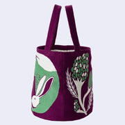 Rabbit and Plants Tote Bag (Purple)