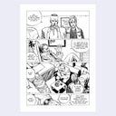 Black and white comic panel sample from Rakuda Laughs.