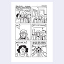 A black and white six-panel comic strip print on a white sheet, featuring hand-drawn cartoon characters and text including 'Reel Politik' with the date '9/26/24'.