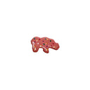 Small ceramic figurine of a pink frosted animal cookie with sprinkles, shaped like a rhino.