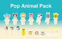 Pop Animal Pack with various animal-themed stickers on a gradient background