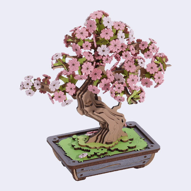 3D model puzzle made out of MDF wood of a sakura bonsai.