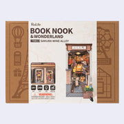 Rolife Book Nook & Wonderland Sakura Wine Alley toy set packaging on a light gray background