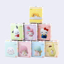 Collection of colorful boxes featuring Sanrio character designs on a light gray background