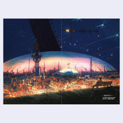 Futuristic cityscape with a large dome under a starry sky