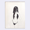 Marker illustration of a woman looking in the mirror, covering her face with her phone to take a photo.