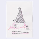 Cartoon of a dropped ice cream cone with text 'Self portrait as a dropped ice cream cone' on a white background.