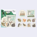 Set of endangered species stickers with illustrations on a light blue background
