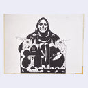 Marker illustration of a grim reaper with hands out.