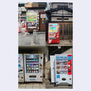 Photo spread of  photos of drink or snack vending machines.