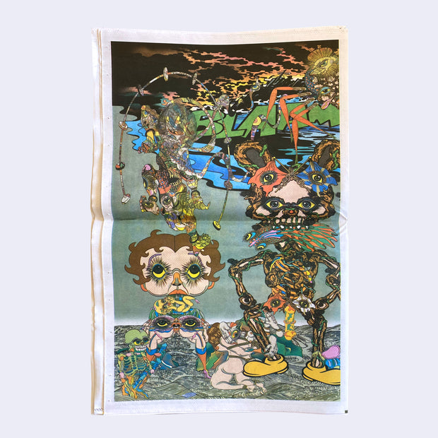 Page excerpt from Smoke Signal, with a full color illustration of psychedelic imagery including an altered image of Betty Boop and other humanoid/alien creatures with bright visual effects.