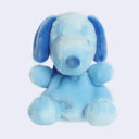 Plush doll with a soft, floppy body of Snoopy colored in a blue monochromatic colorway.