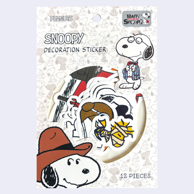 Snoopy decoration stickers with packaging on a light gray background