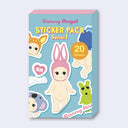 Sonny Angel sticker pack with colorful illustrations on a blue background