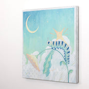Illustration of a caterpillar on a leaf with a star on its back and moon in the background