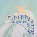 Illustration of a caterpillar on a leaf with a star on its back and moon in the background