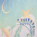 Illustration of a caterpillar on a leaf with a star on its back and moon in the background