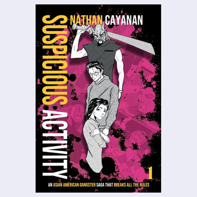 Book cover of 'Suspicious Activity' by Nathan Cayanan with stylized illustration and text.