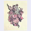 Katsuya Terada - "Hot Pot Girl + Gary the Cat" Risograph (Pink on Ivory Paper)