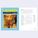 2 page book spread of a photo of lo mein spaghetti, with the accompanying recipe on the next page.