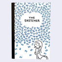 Zine titled 'The Sketcher' with a geometric pattern and a small illustration of a girl on a light gray background