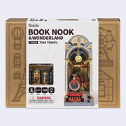 Product packaging for Rolife Book Nook & Wonderland time travel build kit.