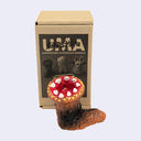 Vinyl worm character with an open mouth, taking place of any head, with sharp white teeth.