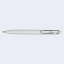 White pen on a light gray background