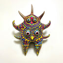 Colorful mask with intricate patterns and two horns on a white background