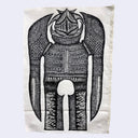 Black and white medieval character design on a white background