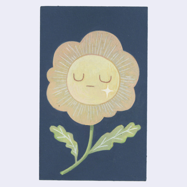 Floral design with a face on a dark blue background