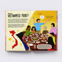 Illustrated book page about Vietnamese food with a family around a table.