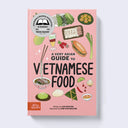Book cover of 'A Very Asian Guide to Vietnamese Food' with illustrations of food on a pink background